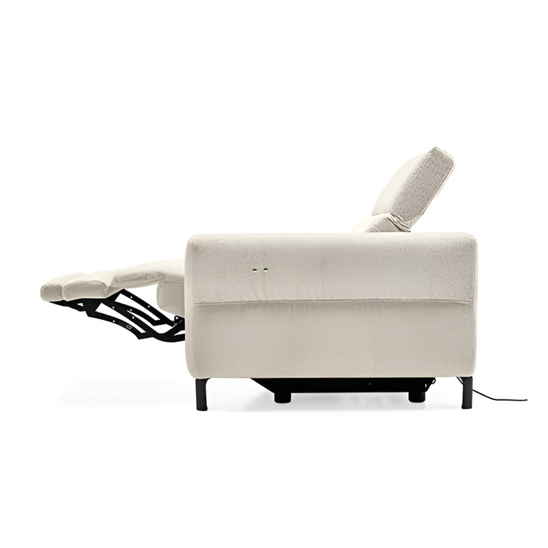 Norma Upholstered Adjustable Sofa, White Polyester Blend
