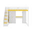 Lit mezzanine avec escalier de rangement, coiffeuse intégrée et garde-robe et armoires, lit mezzanine moderne avec miroir, charge USB et lumières-496880699
