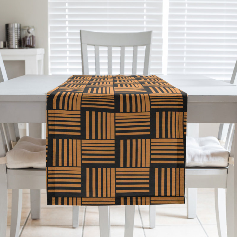 Fractured Stripes Table Runner, 16" x 72", Deep Rich Orange