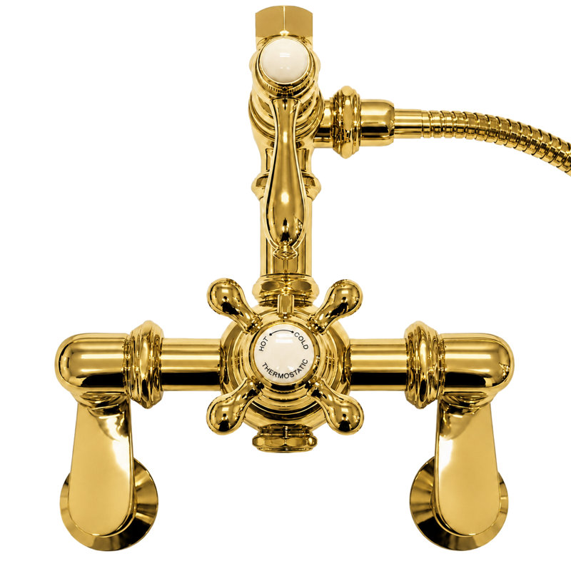 Sacramento Exposed Thermostatic Shower System, Unlacquered Polished Brass