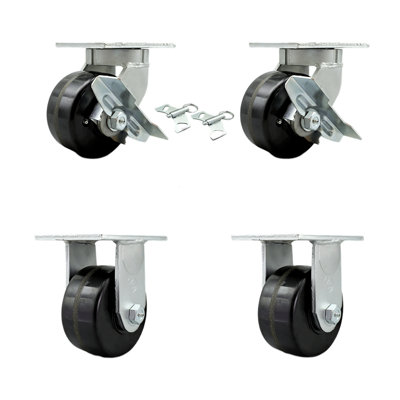 4 Piece Heavy Duty Phenolic Caster Set