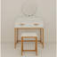 Ensemble coiffeuse blanche et dorée avec tabouret miroir et tiroirs de rangement