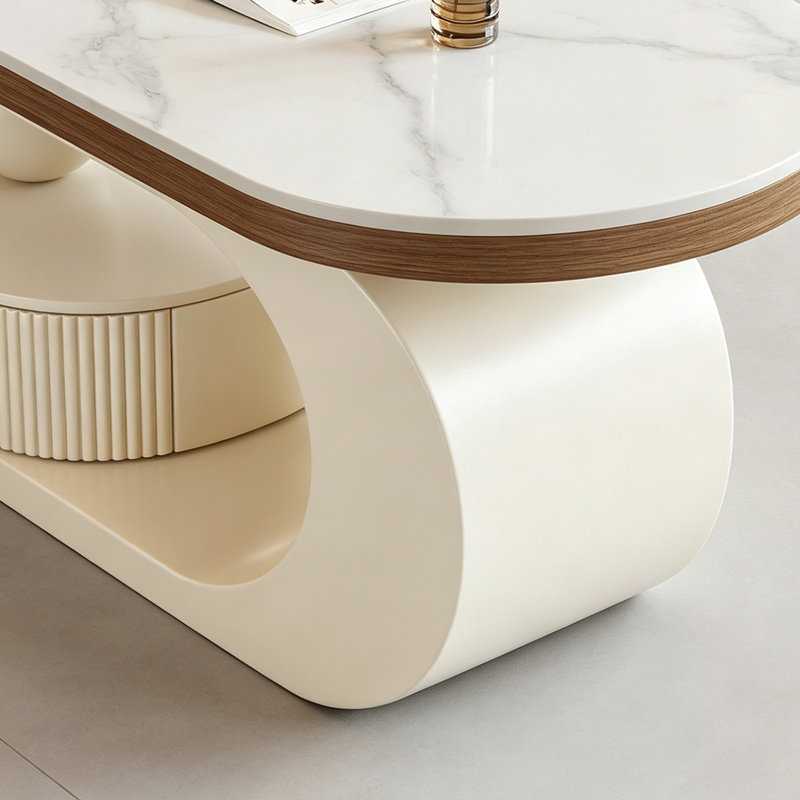Disanto, H 15,74 po x l 47,24 po x P 23,62 po, Plateau blanc / base crème, Marbre