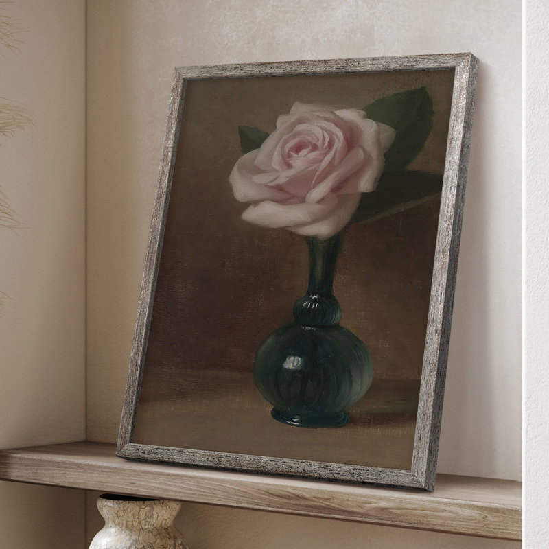 Impression florale vintage encadrée LXV III - bois massif, H 15 po x l 12 po