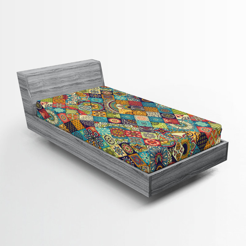 Drap-housse Ambesonne, Drap-housse de taille simple, Patchwork multicolore