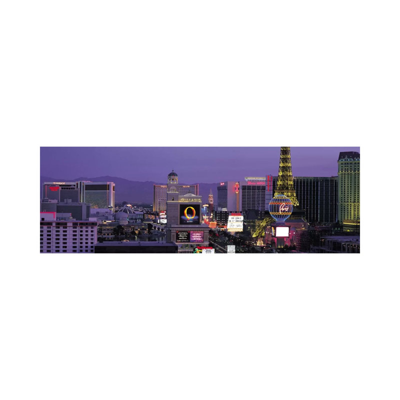 Las Vegas Skyline Cityscape (Night) - Wrapped Canvas Panoramic Print, 30.48 cm H x 91.44 cm W x 1.91 cm D