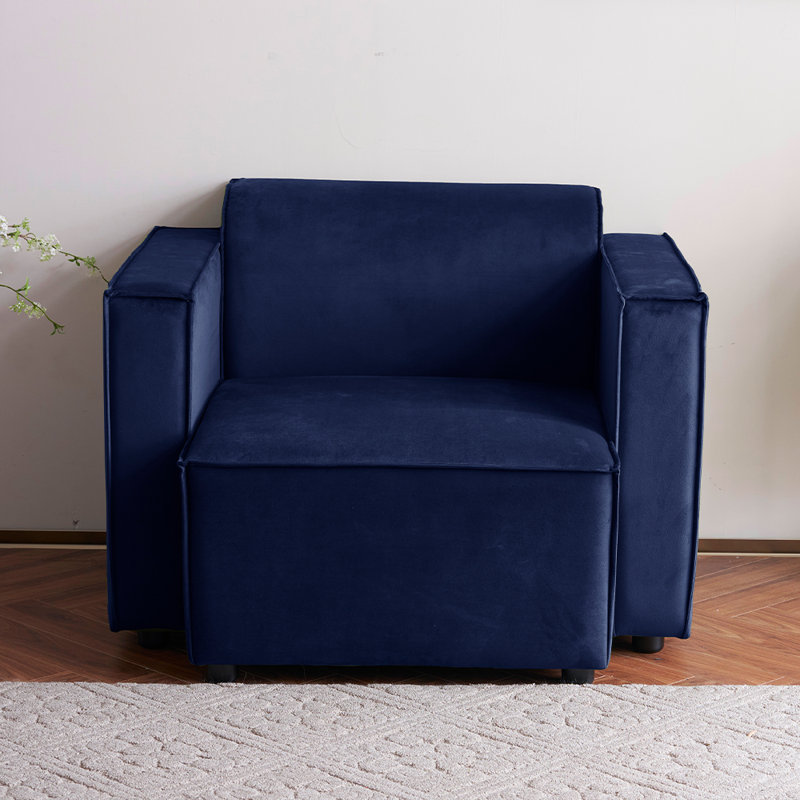 Necie Linen Sofa, 1, Dark Blue
