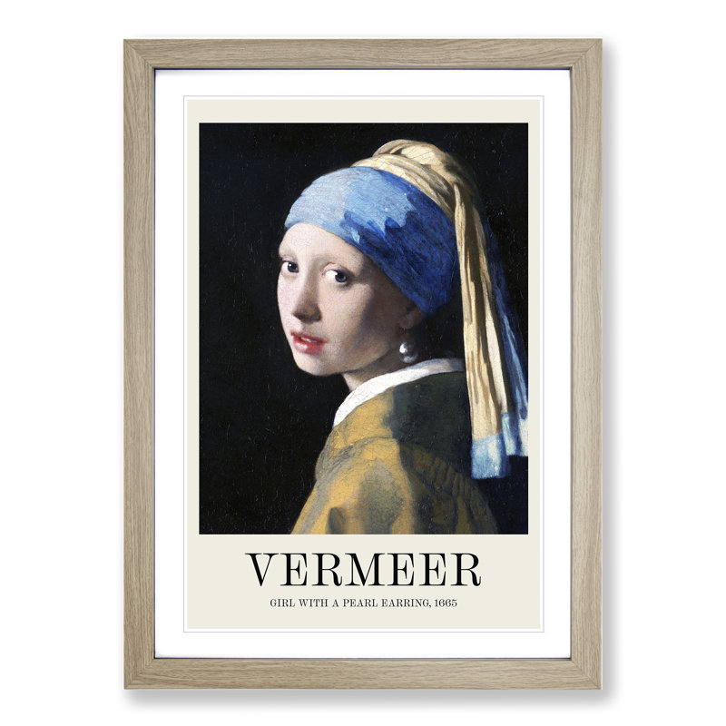 Girl With A Pearl Earring by Johannes Vermeer - Single Picture Frame Print, 36cm H x 27cm W x 2cm D, Oak Framed