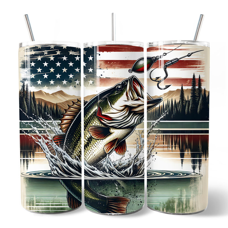 Verre patriotique 20 oz avec couvercle et paille en acier inoxydable