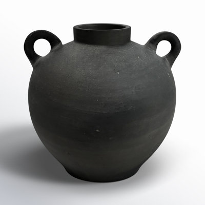 Otterra 9.8"H x 10.4"Dia. Vase - Black Terracotta