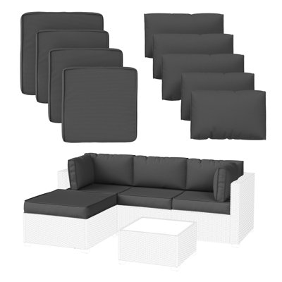 Wynee 9Pcs Outdoor Cushions Patio Sectional Cushions Replacement Set For 3 Seats (Set Of 3 Seats , 3 Backs , 2 Short Backs , 1 Ottoman Cushions)