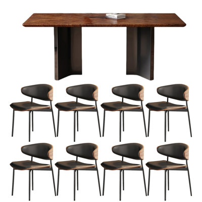 Solid wood dining table rectangular black walnut