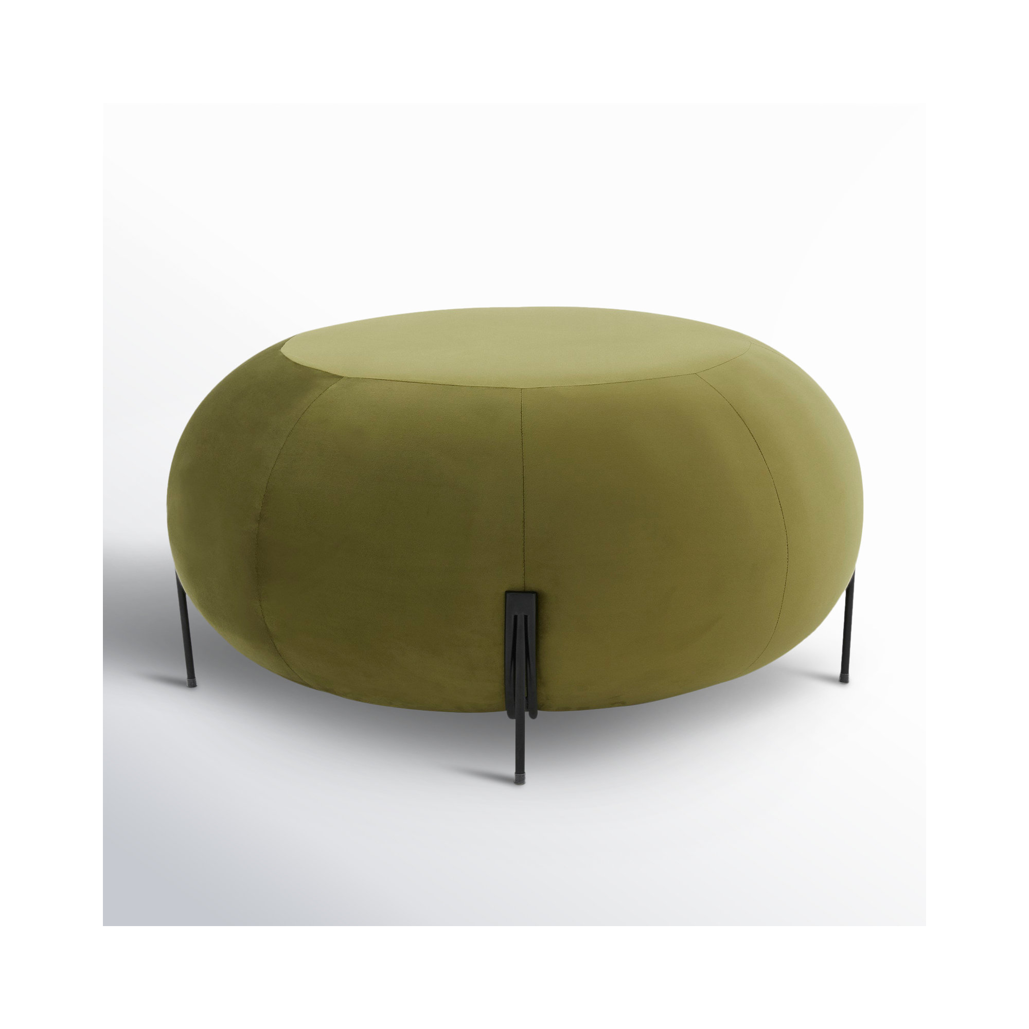 Lieze Upholstered Ottoman, Black, Olive Green Velvet
