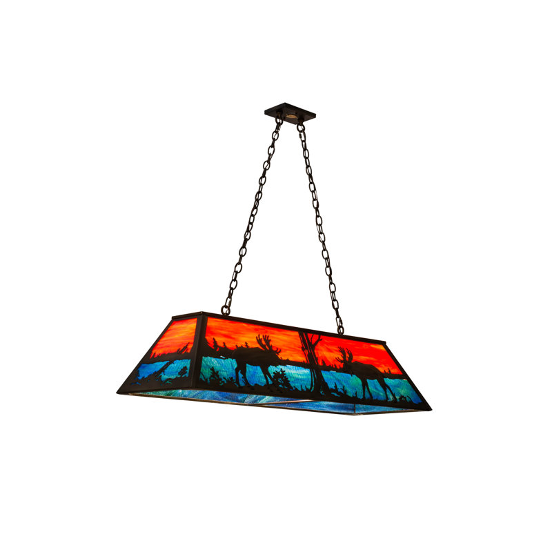 Luminaire suspendu linéaire à 9 lumières pour table de billard Old Forge