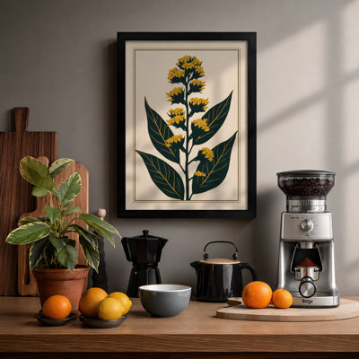 Yellow Flowering Plant Botanical - Framed Print