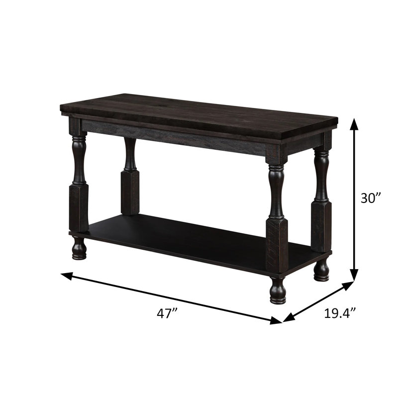 47" W Rustic Sofa Table, Antique Black