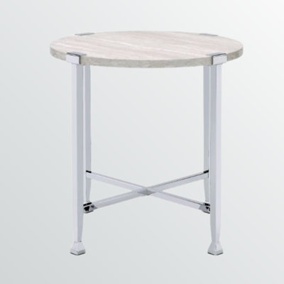 Verdant White Oak and Chrome End Table