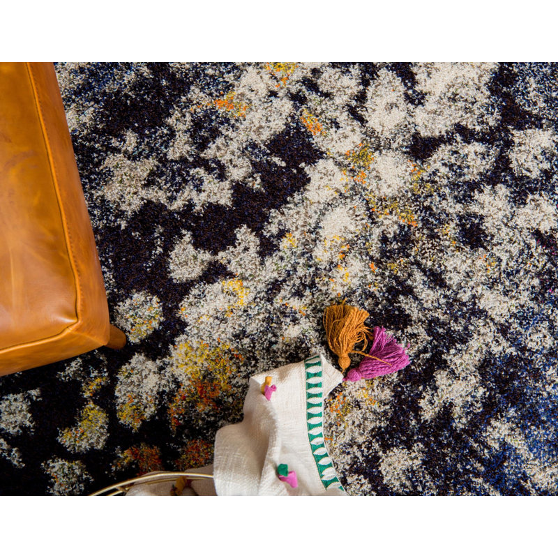 Tapis contemporain Vida couleur saphir, Carré 6 pi