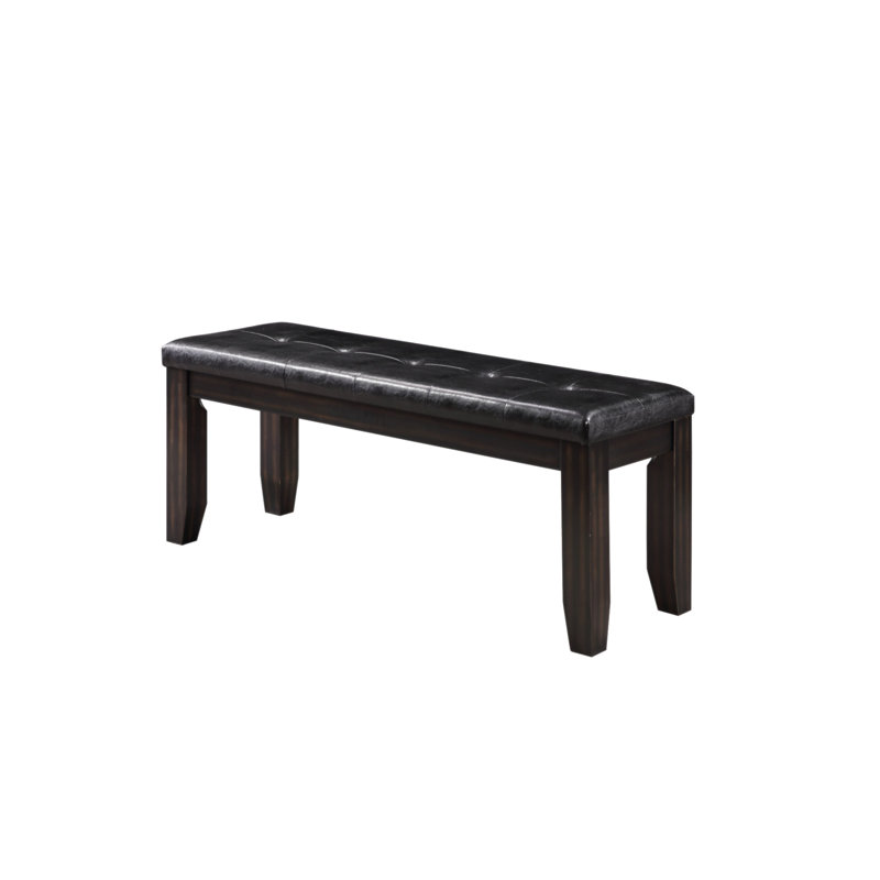 Urbana Black Synthetic Leather & Espresso Finish Bench, Black