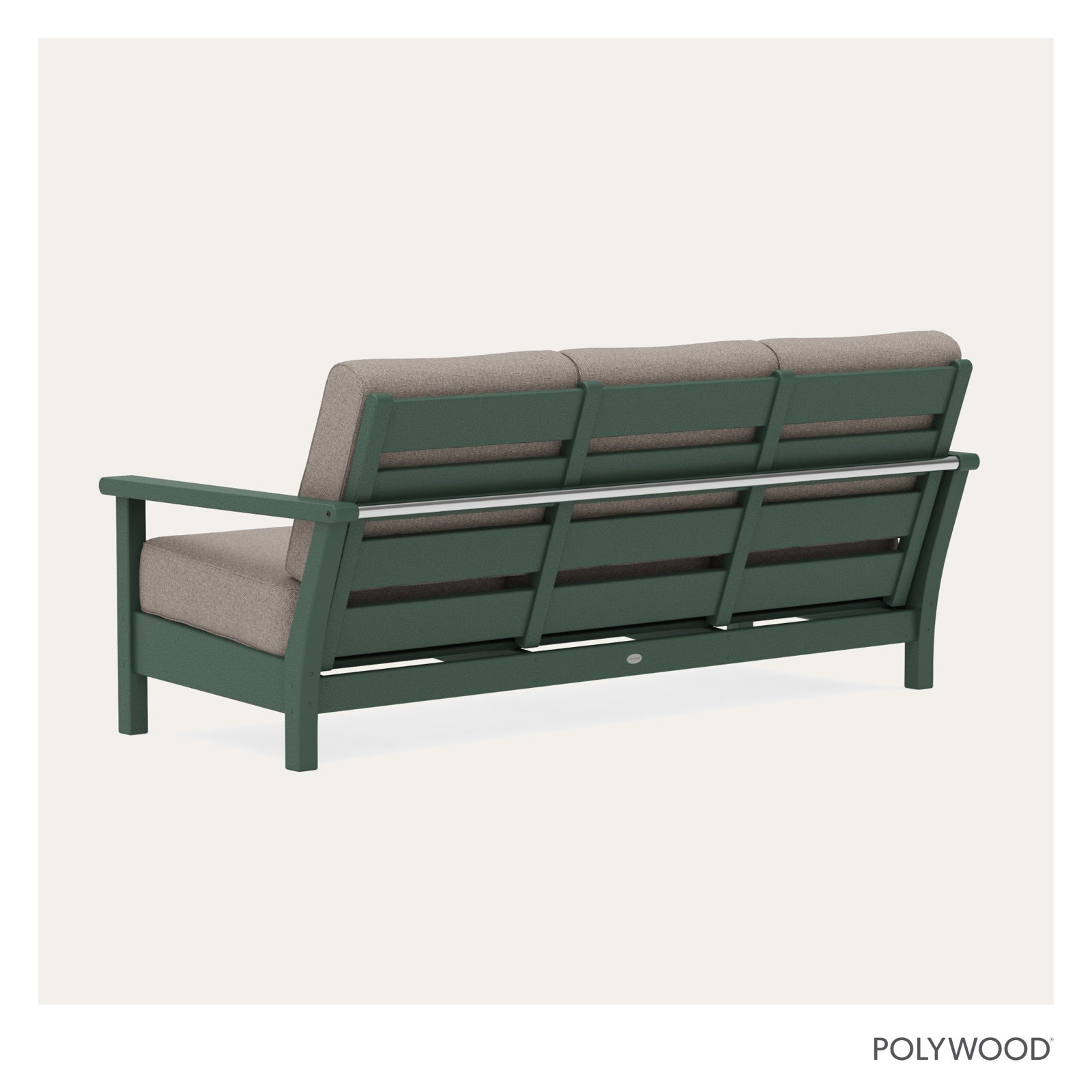 POLYWOOD® Harbour 75" Sunbrella® Patio Sofa, Weathered Tweed, Green