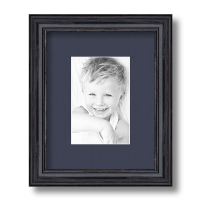 Black Wood Matte Picture Frame with Mat
