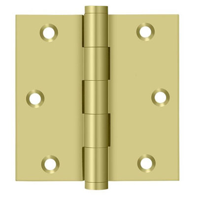 Deltana DSB353-R 3-1/2" x 3-1/2" Square Hinge, Residential in Polished Brass Pair