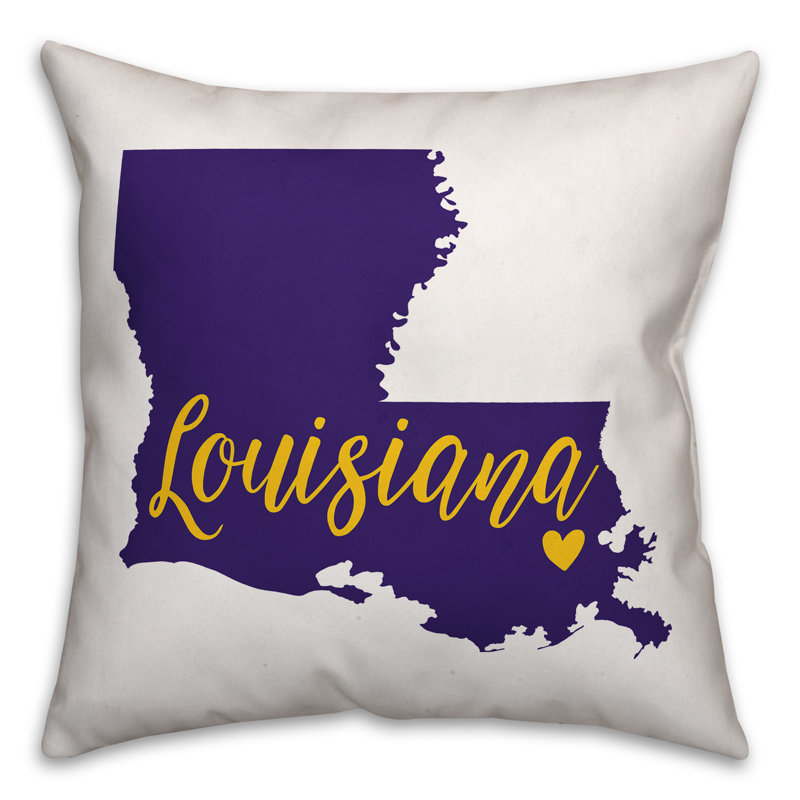 Coussin décoratif louisiana fierté, Mauve / Jaune, 18 po x 18 po