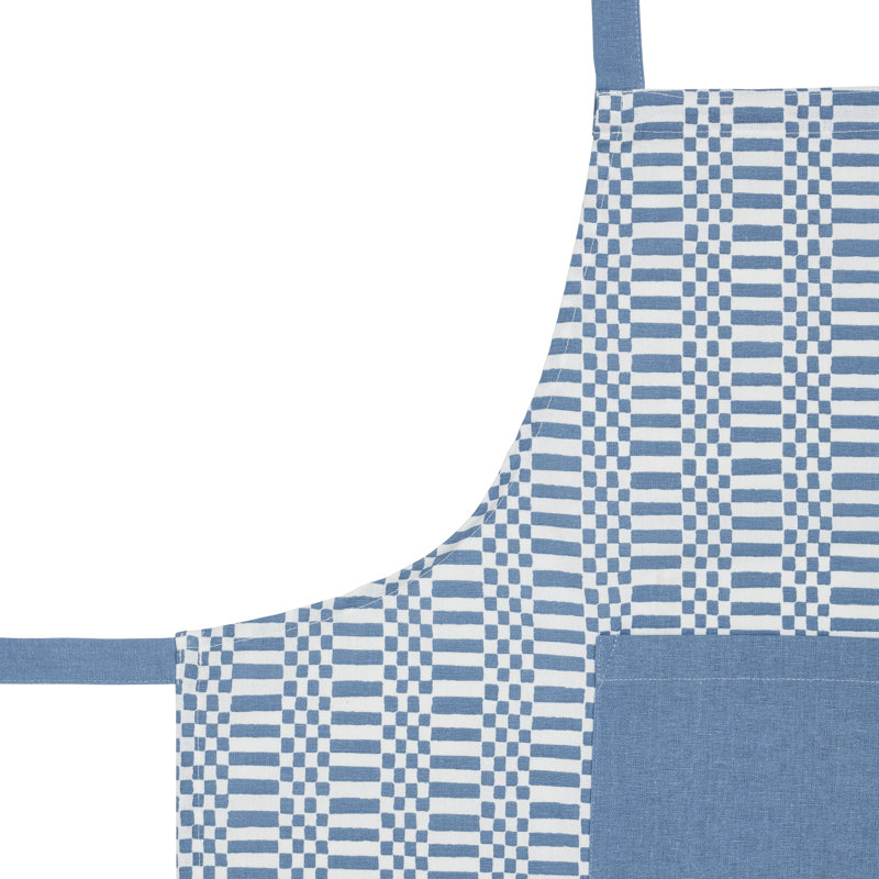 Cotton Chef Apron, White/Blue