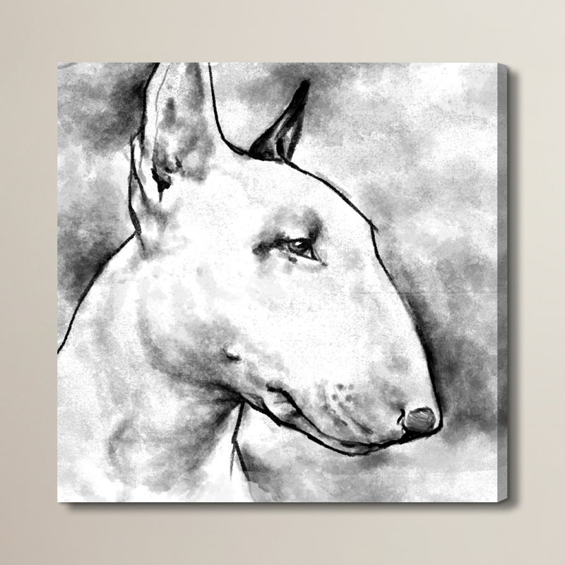 Bull Bull Terrier - reproduction sur toile, H 12 po x l 12 po x P 1,5 po