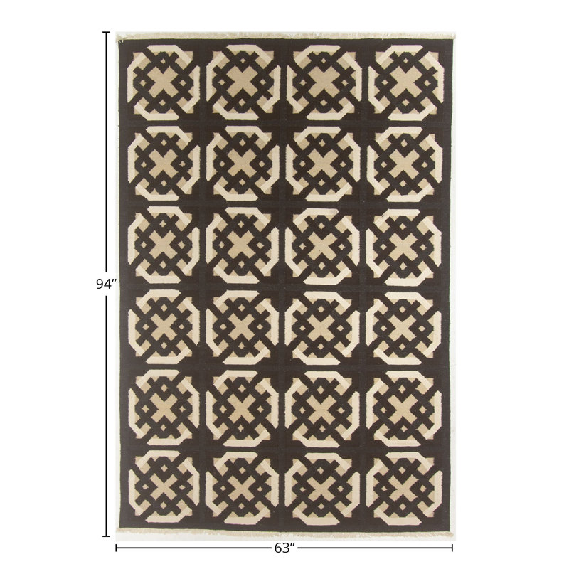 Flatweave Geometric Area Rug in Black