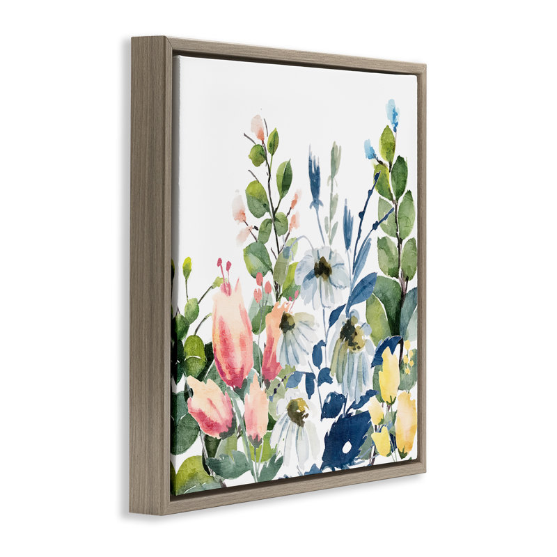 "Assortiment de fleurs printanières encadrées" par Kim Allen, Cadre flottant orme Montalcino, H 18 po x l 18 po