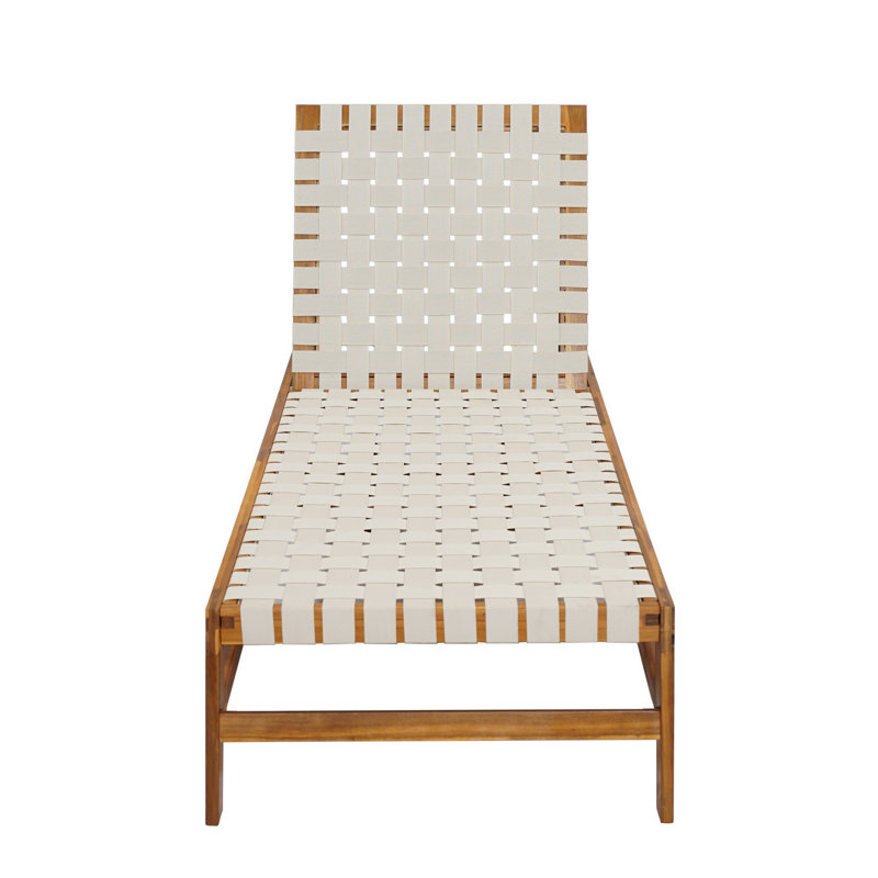 Outdoor Rope Chaise Lounge, Teak/White