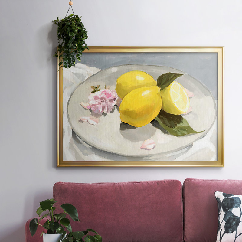 " Lemons On A Plate II ", Gold, 18" H x 26" W x 1.5" D