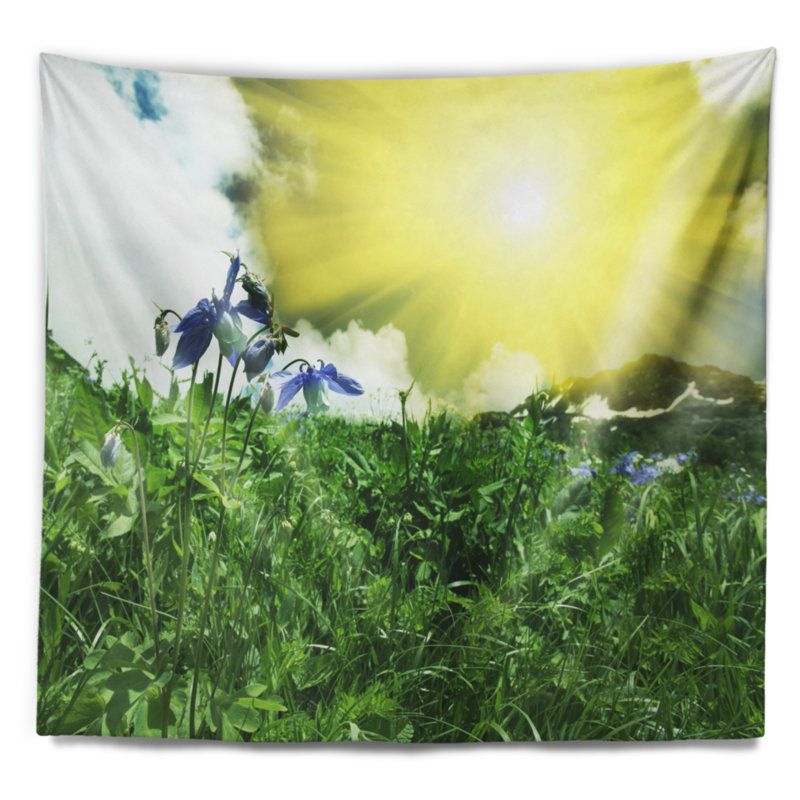 Paysage pré ensoleillé avec tapisserie d'herbe verte, H 32 po x l 39 po