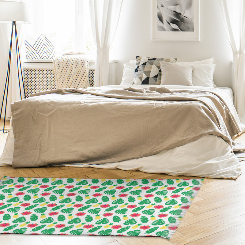 Beige tropical/Tapis décoratif vert, non