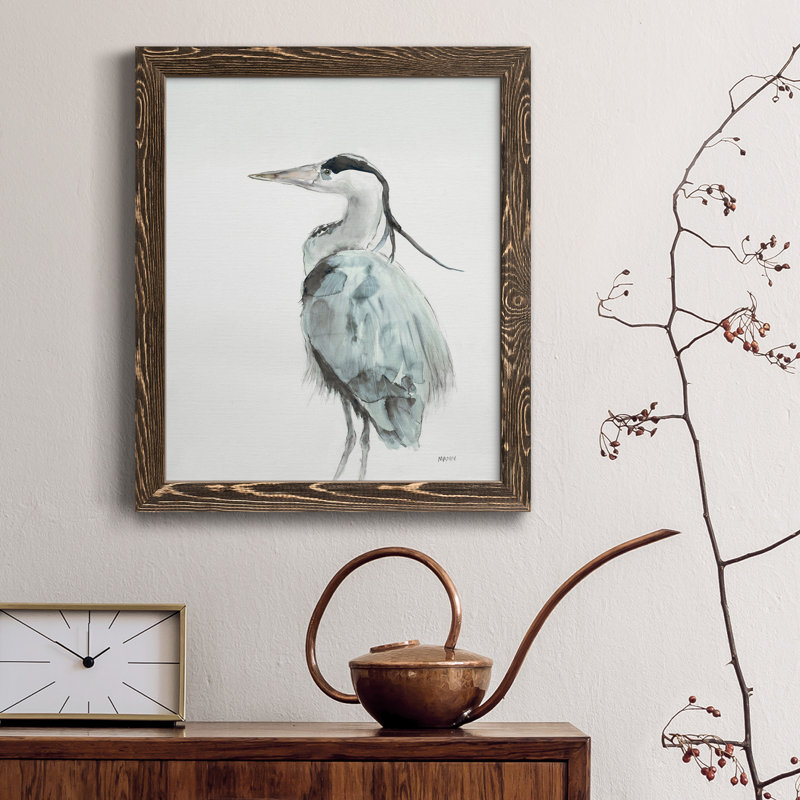 Blue Heron II, reproduction encadrée de qualité supérieure - prête à être accrochée, Papier noyer