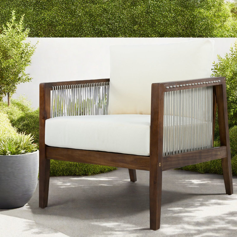 Chaises longues modernes de patio, chaise de corde de bois d'acacia pour la terrasse de patio