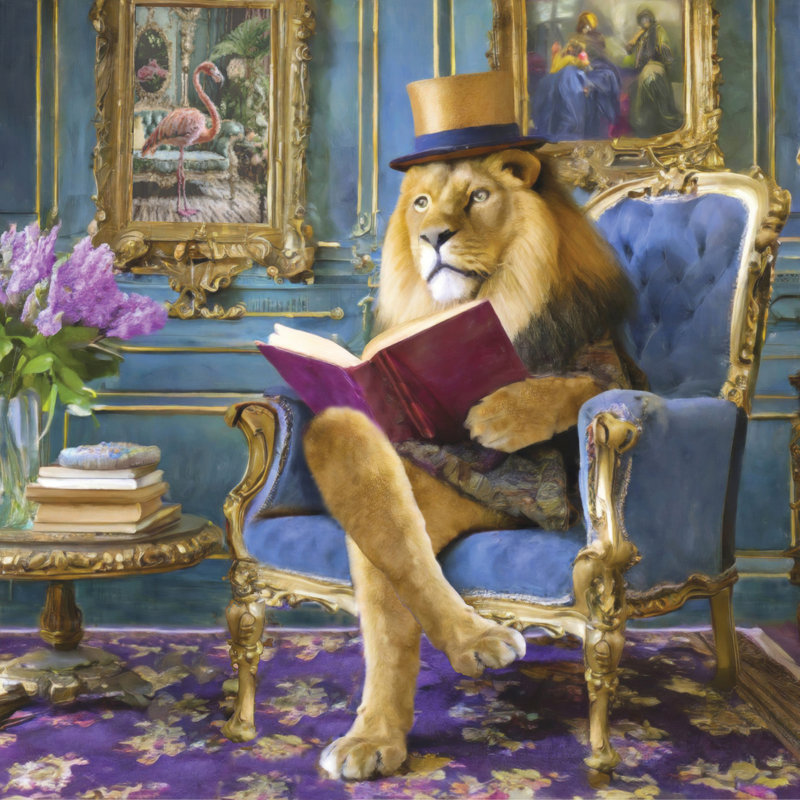 Novel lion victorien 16 x 16
