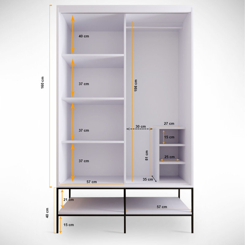 Calidia 2 Door Manufactured Wood Wardrobe, 200cm H x 120cm W x 57cm D