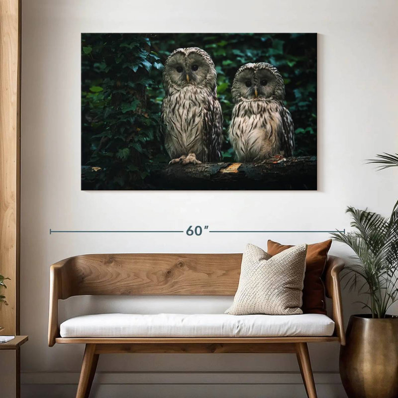 Brampt Owls On A Branch, 32" H x 48" W