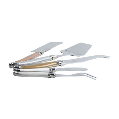 French Home Laguiole 5 Piece Cheese Knife, Fork And Slicer Set, Mixed Metals