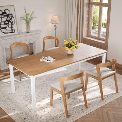 79" Large Rectangular Dining Table for 6-8, Wooden Top with Sturdy Metal Frame, Kitchen and Dining Room Table