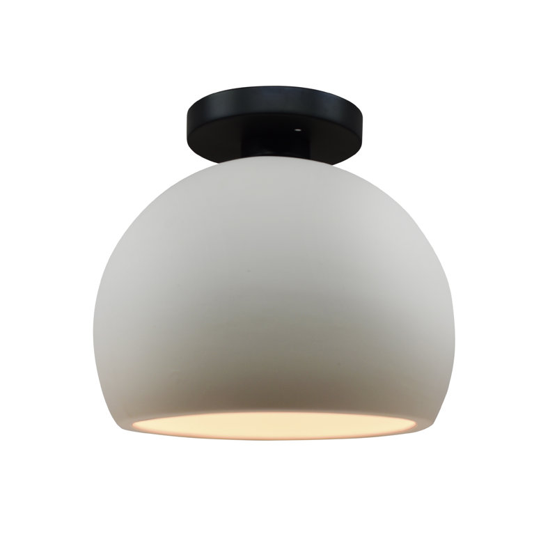 Plafonnier semi-encastré Radiance, H 7 po x l 7 po x P 7 po, Bisque / laiton poli, Noir mat