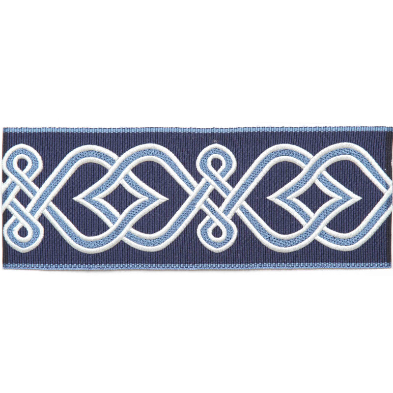 Tissu ovada Tapes Galore, Bleu / Blanc