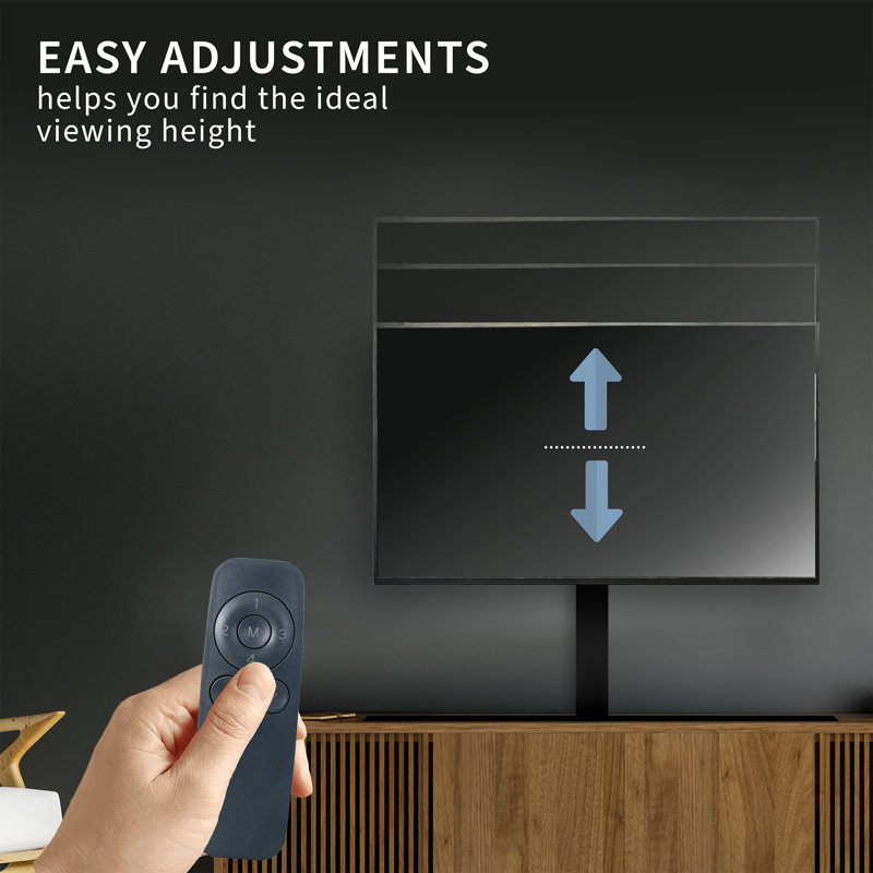 Vivo Black Motorized TV Stand with Cabinet, Up to 77" Screen