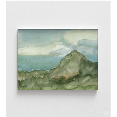 «Plein Air Mountain View I» par Ethan Harper, impression d'aquarelle ciel clair, affiche de montagne verte, décor de chalet de paysage