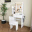 Bureau de coiffeuse moderne avec éclairage à DEL réglable, rangement et fauteuil-63910531