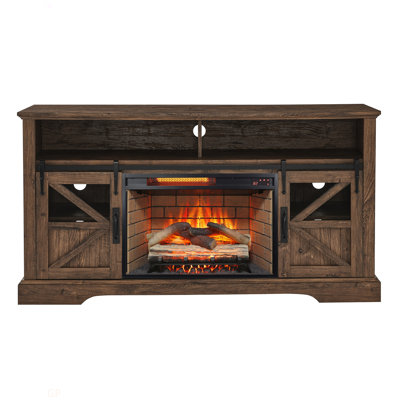 60 Inch Electric Fireplace  Entertainment Center With Door Sensor