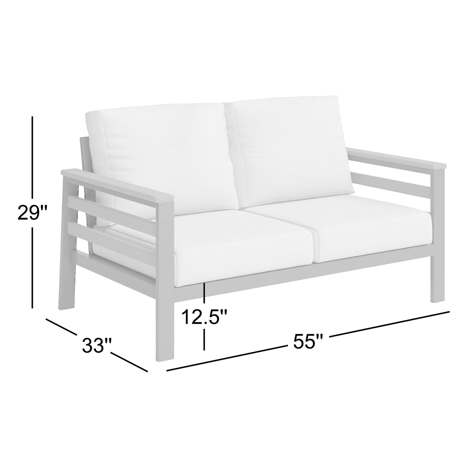 Townsend 55" Sunbrella® Patio Loveseat, Canvas Navy Sunbrella® Canvas, Brown/Dark Gray