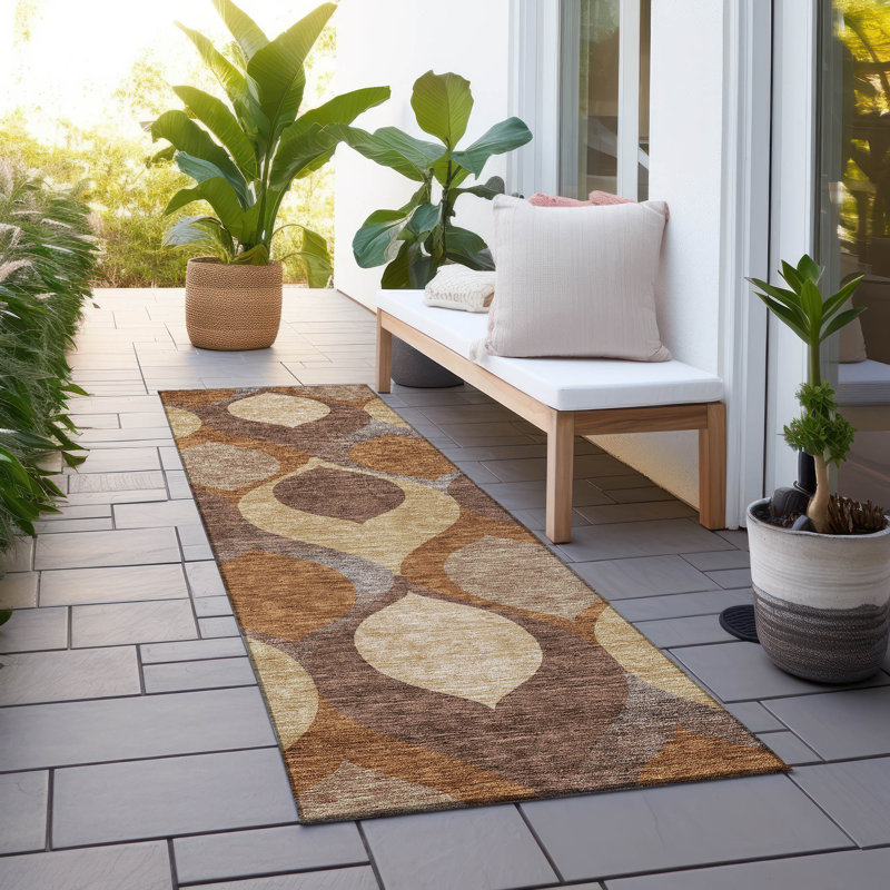 Tapis d'entrée / extérieur antidérapant Caziyah, Runner 2'3" x 7'6"